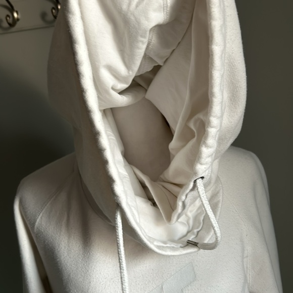 Nike Women’s Rose Gold Nike Swoosh Front Logo Funnel Neck Pullover Hoodie - Picture 5 of 6